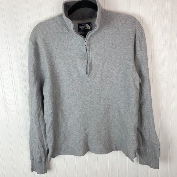 The North Face Gray‎ Wool Blend 3/4 zip sweater size Medium - Picture 1 of 5